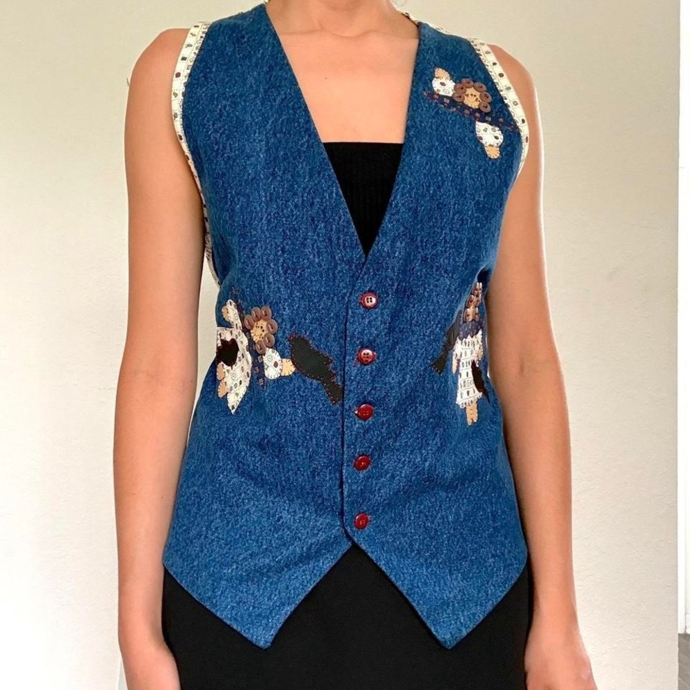 90s whimsical vintage denim vest